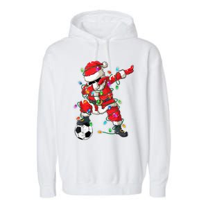 Dabbing Santa Xmas Lights Soccer Christmas Women Garment-Dyed Fleece Hoodie