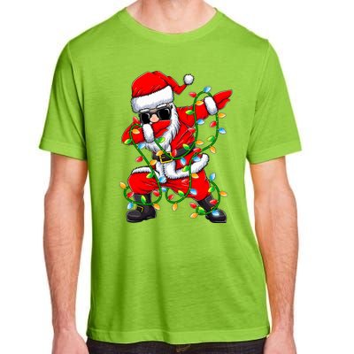 Dabbing Santa Xmas Lights Christmas Gifts Adult ChromaSoft Performance T-Shirt