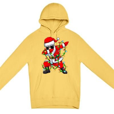 Dabbing Santa Xmas Lights Christmas Gifts Premium Pullover Hoodie