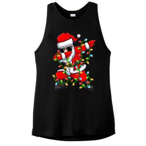 Dabbing Santa Xmas Lights Christmas Gifts Ladies PosiCharge Tri-Blend Wicking Tank