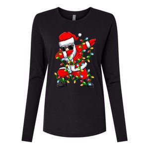 Dabbing Santa Xmas Lights Christmas Gifts Womens Cotton Relaxed Long Sleeve T-Shirt