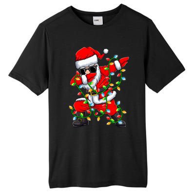 Dabbing Santa Xmas Lights Christmas Gifts Tall Fusion ChromaSoft Performance T-Shirt