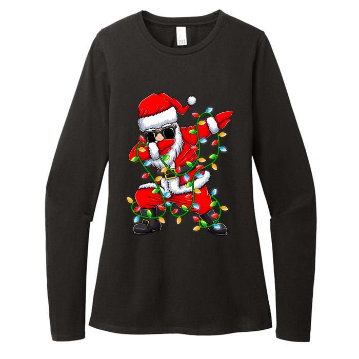 Dabbing Santa Xmas Lights Christmas Gifts Womens CVC Long Sleeve Shirt