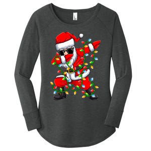 Dabbing Santa Xmas Lights Christmas Gifts Women's Perfect Tri Tunic Long Sleeve Shirt