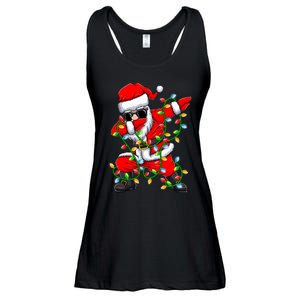 Dabbing Santa Xmas Lights Christmas Gifts Ladies Essential Flowy Tank