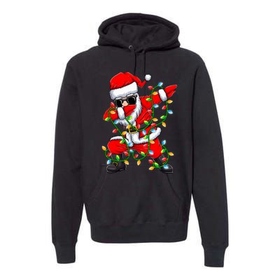 Dabbing Santa Xmas Lights Christmas Gifts Premium Hoodie