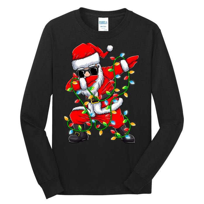 Dabbing Santa Xmas Lights Christmas Gifts Tall Long Sleeve T-Shirt