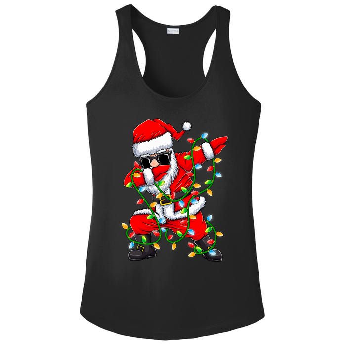 Dabbing Santa Xmas Lights Christmas Gifts Ladies PosiCharge Competitor Racerback Tank