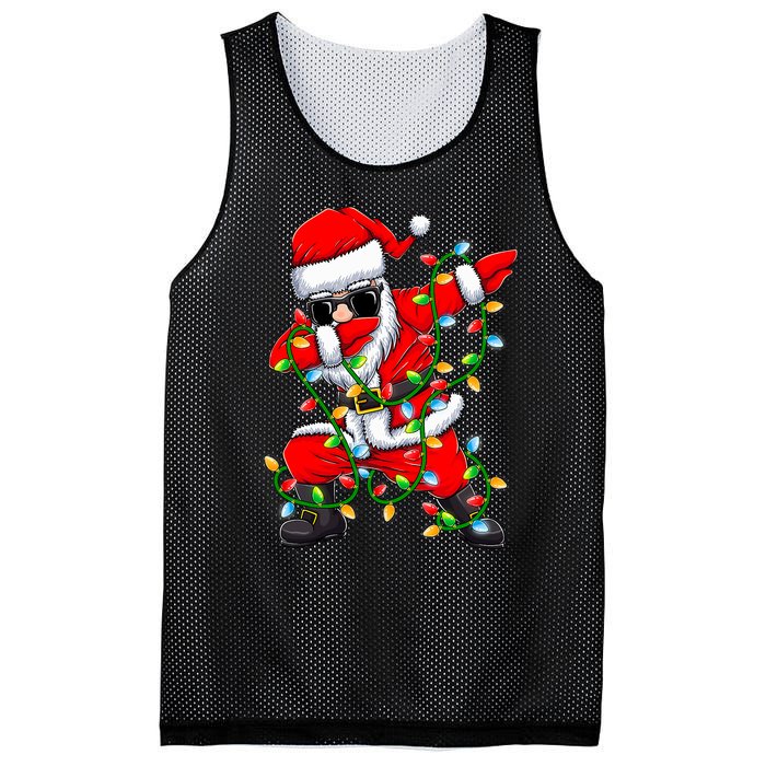 Dabbing Santa Xmas Lights Christmas Gifts Mesh Reversible Basketball Jersey Tank