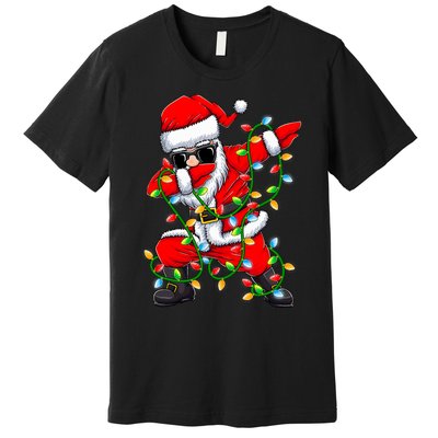 Dabbing Santa Xmas Lights Christmas Gifts Premium T-Shirt