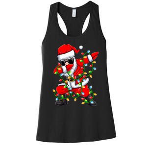 Dabbing Santa Xmas Lights Christmas Gifts Women's Racerback Tank