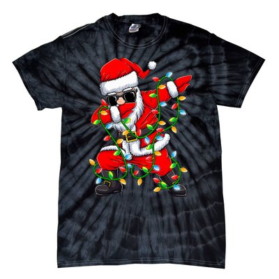 Dabbing Santa Xmas Lights Christmas Gifts Tie-Dye T-Shirt