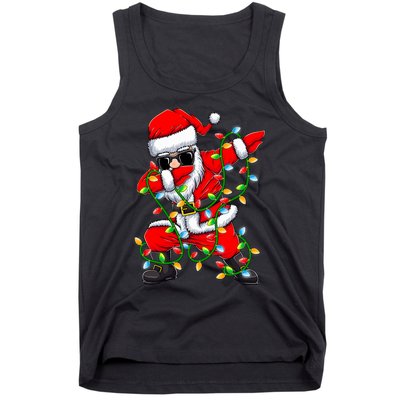 Dabbing Santa Xmas Lights Christmas Gifts Tank Top