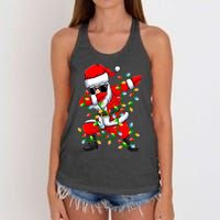 Dabbing Santa Xmas Lights Christmas Gifts Women's Knotted Racerback Tank