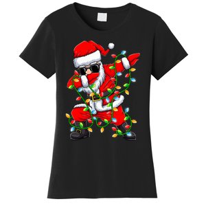 Dabbing Santa Xmas Lights Christmas Gifts Women's T-Shirt