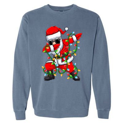 Dabbing Santa Xmas Lights Christmas Gifts Garment-Dyed Sweatshirt