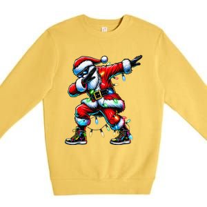 Dabbing Santa Xmas Lights Gifts Christmas Gift Premium Crewneck Sweatshirt