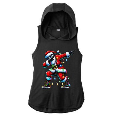 Dabbing Santa Xmas Lights Gifts Christmas Gift Ladies PosiCharge Tri-Blend Wicking Draft Hoodie Tank