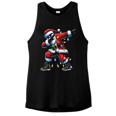 Dabbing Santa Xmas Lights Gifts Christmas Gift Ladies PosiCharge Tri-Blend Wicking Tank