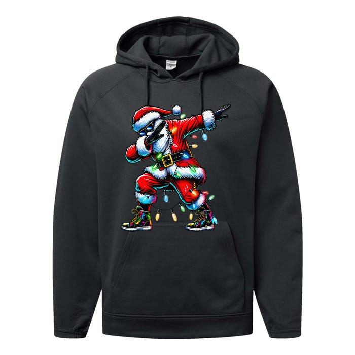 Dabbing Santa Xmas Lights Gifts Christmas Gift Performance Fleece Hoodie