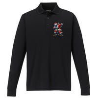 Dabbing Santa Xmas Lights Gifts Christmas Gift Performance Long Sleeve Polo