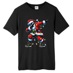 Dabbing Santa Xmas Lights Gifts Christmas Gift Tall Fusion ChromaSoft Performance T-Shirt