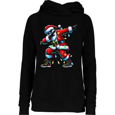 Dabbing Santa Xmas Lights Gifts Christmas Gift Womens Funnel Neck Pullover Hood