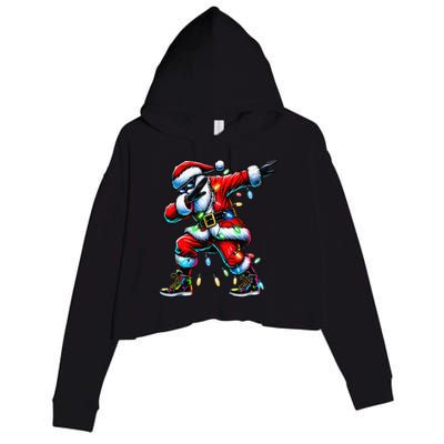 Dabbing Santa Xmas Lights Gifts Christmas Gift Crop Fleece Hoodie