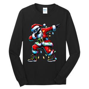 Dabbing Santa Xmas Lights Gifts Christmas Gift Tall Long Sleeve T-Shirt