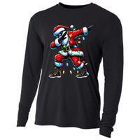 Dabbing Santa Xmas Lights Gifts Christmas Gift Cooling Performance Long Sleeve Crew