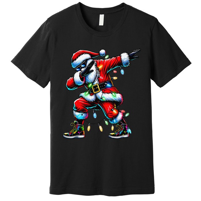 Dabbing Santa Xmas Lights Gifts Christmas Gift Premium T-Shirt