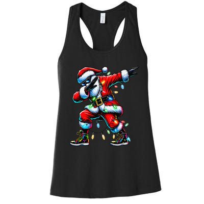 Dabbing Santa Xmas Lights Gifts Christmas Gift Women's Racerback Tank