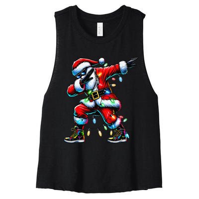 Dabbing Santa Xmas Lights Gifts Christmas Gift Women's Racerback Cropped Tank