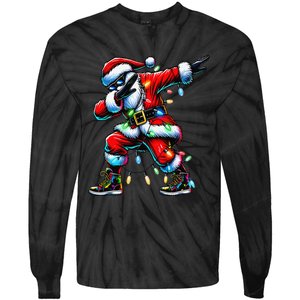 Dabbing Santa Xmas Lights Gifts Christmas Gift Tie-Dye Long Sleeve Shirt