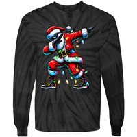 Dabbing Santa Xmas Lights Gifts Christmas Gift Tie-Dye Long Sleeve Shirt