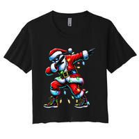 Dabbing Santa Xmas Lights Gifts Christmas Gift Women's Crop Top Tee