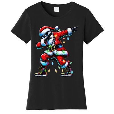 Dabbing Santa Xmas Lights Gifts Christmas Gift Women's T-Shirt