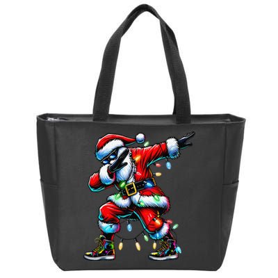 Dabbing Santa Xmas Lights Gifts Christmas Gift Zip Tote Bag