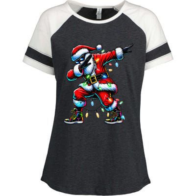 Dabbing Santa Xmas Lights Gifts Christmas Gift Enza Ladies Jersey Colorblock Tee