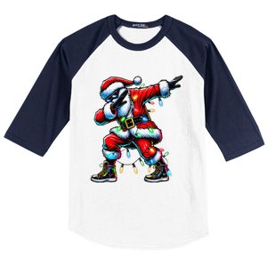 Dabbing Santa Xmas Lights Gifts Christmas Gift Baseball Sleeve Shirt