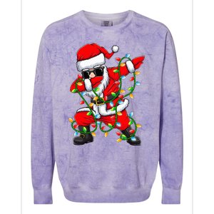 Dabbing Santa Xmas Lights Gifts Christmas Colorblast Crewneck Sweatshirt