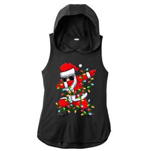 Dabbing Santa Xmas Lights Gifts Christmas Ladies PosiCharge Tri-Blend Wicking Draft Hoodie Tank