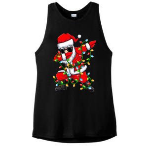 Dabbing Santa Xmas Lights Gifts Christmas Ladies PosiCharge Tri-Blend Wicking Tank