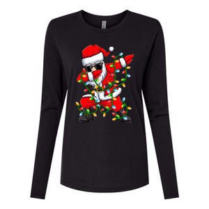 Dabbing Santa Xmas Lights Gifts Christmas Womens Cotton Relaxed Long Sleeve T-Shirt