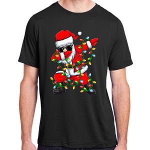 Dabbing Santa Xmas Lights Gifts Christmas Adult ChromaSoft Performance T-Shirt