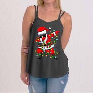 Dabbing Santa Xmas Lights Gifts Christmas Women's Strappy Tank