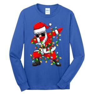 Dabbing Santa Xmas Lights Gifts Christmas Tall Long Sleeve T-Shirt