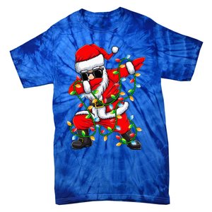 Dabbing Santa Xmas Lights Gifts Christmas Tie-Dye T-Shirt