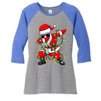 Dabbing Santa Xmas Lights Gifts Christmas Women's Tri-Blend 3/4-Sleeve Raglan Shirt