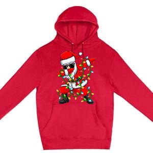 Dabbing Santa Xmas Lights Gifts Christmas Premium Pullover Hoodie